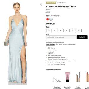 Bardot x REVOLVE Yve Halter Dress in Cornflower NWT